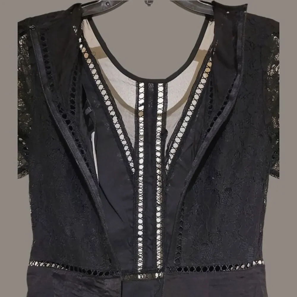 NWT Sugar + Lips Black Lace Romper Small Back Zip